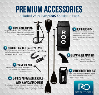 Roc Inflatable Stand Up Paddle Board with Premium SUP Paddle Board Accessories, Wide Stable Design, Non-Slip Comfort Deck for Youth & Adults (Aquas)