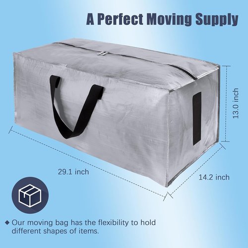 HOMESURE Large Water-Resistant Storage Bags - 8 Pack Heavy-Duty Totes with Zippers & Handles | Silver