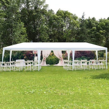 Tangkula Heavy-Duty 10'x30' Event Canopy with Removable Sidewalls, Waterproof Top & Ground Stakes - White Outdoor Wedding Party Gazebo