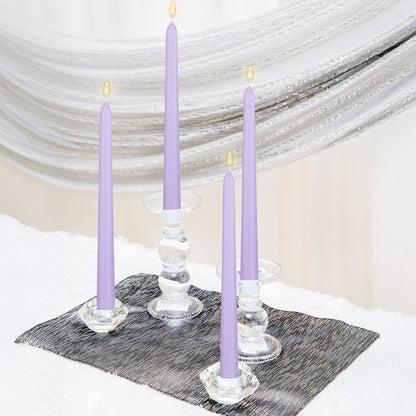 MTLEE 16 Pcs 10 Inch Long Tapered Candle Stick Bulk Smokeless Unscented Burning Candlestick Paraffin Wax with Cotton Wick for Valentine's Day Baby Shower Wedding Holiday Party Church(Light Purple)
