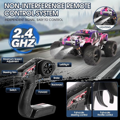 1:18 Scale RC Cars for Adults 40KM/H Fast RC Cars 2.4Ghz Remote Control Car 4X4 Off-Road Waterproof Monster RC Truck Remote Control Truck with 2 Shells and 2 Rechargeable Batteries