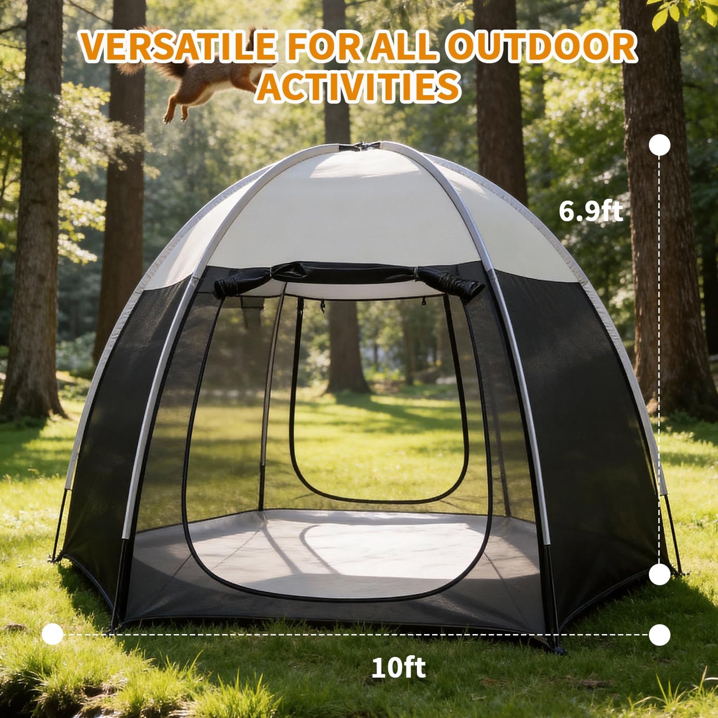 Screen House Tent Portable Canopy with Floor Mosquito Net Outdoor Room Perfect for Patio Backyard Gazebo Picnic Mesh. (10 'x10')