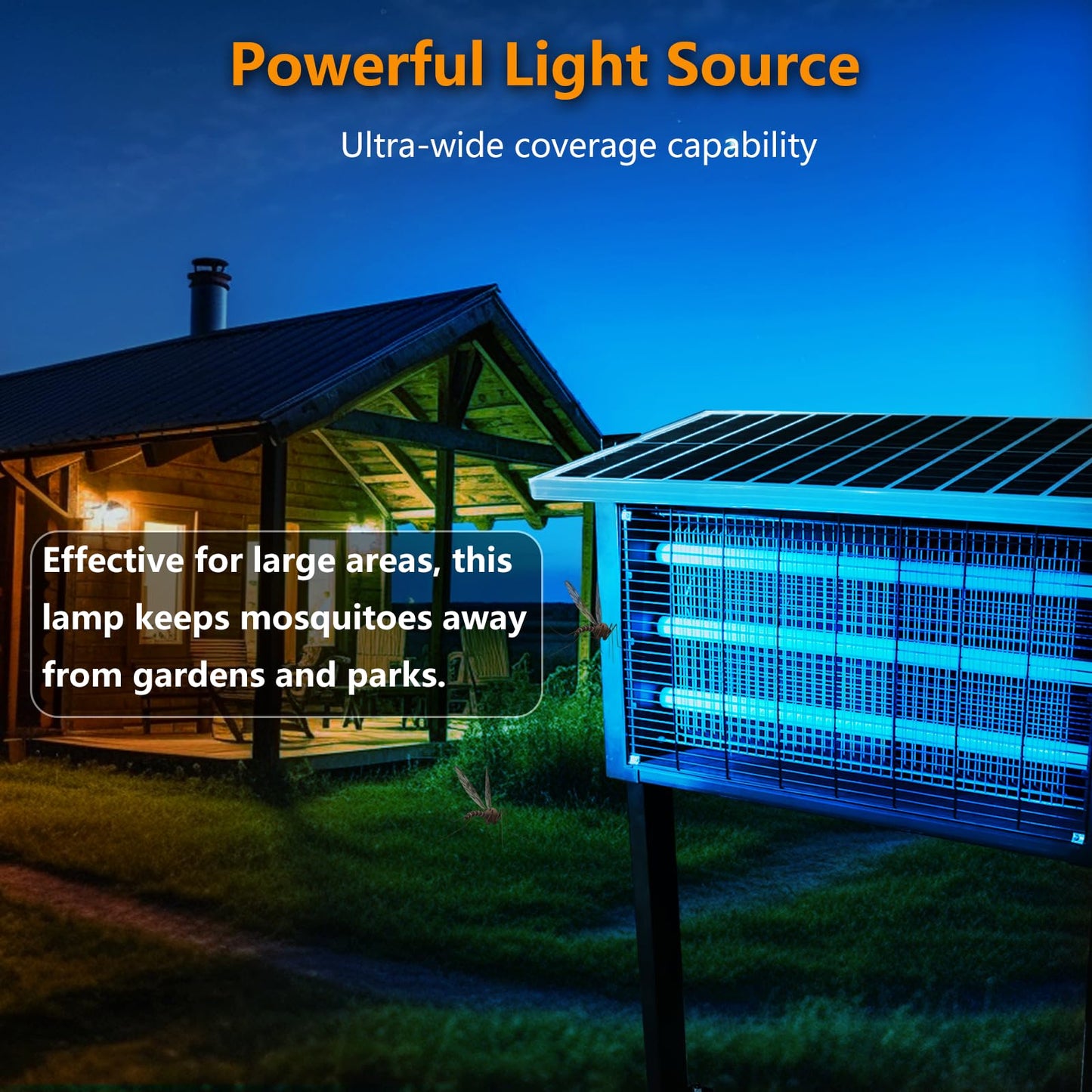 Powerful Super Large Solar Bug Zapper Outdoor for 8000 sq.ft, Rechargeable Solar Mosquito Zapper with High Powered, Outdoor Bug Zapper for Patio Garden Backyard RV Camping with 30W Solar Panel