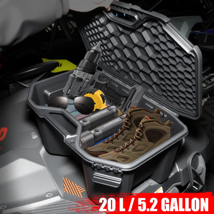 XATVXUTV 5.2Gal/20L Rear Modular Cargo Box for Can Am Maverick, Waterproof Rear Bed Tool Storage Box for Can Am Maverick X3 MAX, Trail, Defender, Commander Accessories, Replace OEM #715007112
