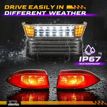 Club Car Precedent Golf Cart Headlight Tail Light Kit, Golf Cart LED Light Kit for Club Car Precedent 2004-UP Electric Model, 12V Street Legal Headlight Taillights with Wiring Harness, High-Brightness
