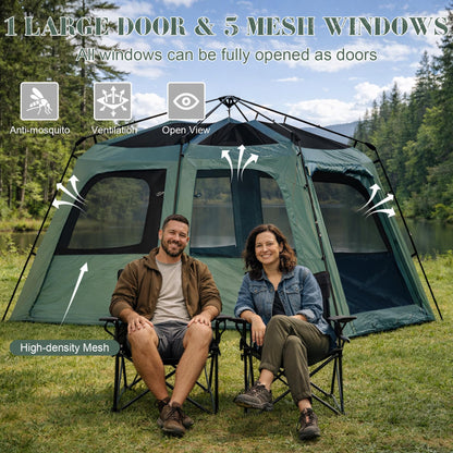 Castle Unicorn Instant 6-8 Person Camping Tent with Porch, Large Family Cabin Tent with 2 Rooms, Tall & Spacious 60s Easy Setup, Waterproof Glamping Tent, Big Tents for Outdoor Camping Hiking Backyard