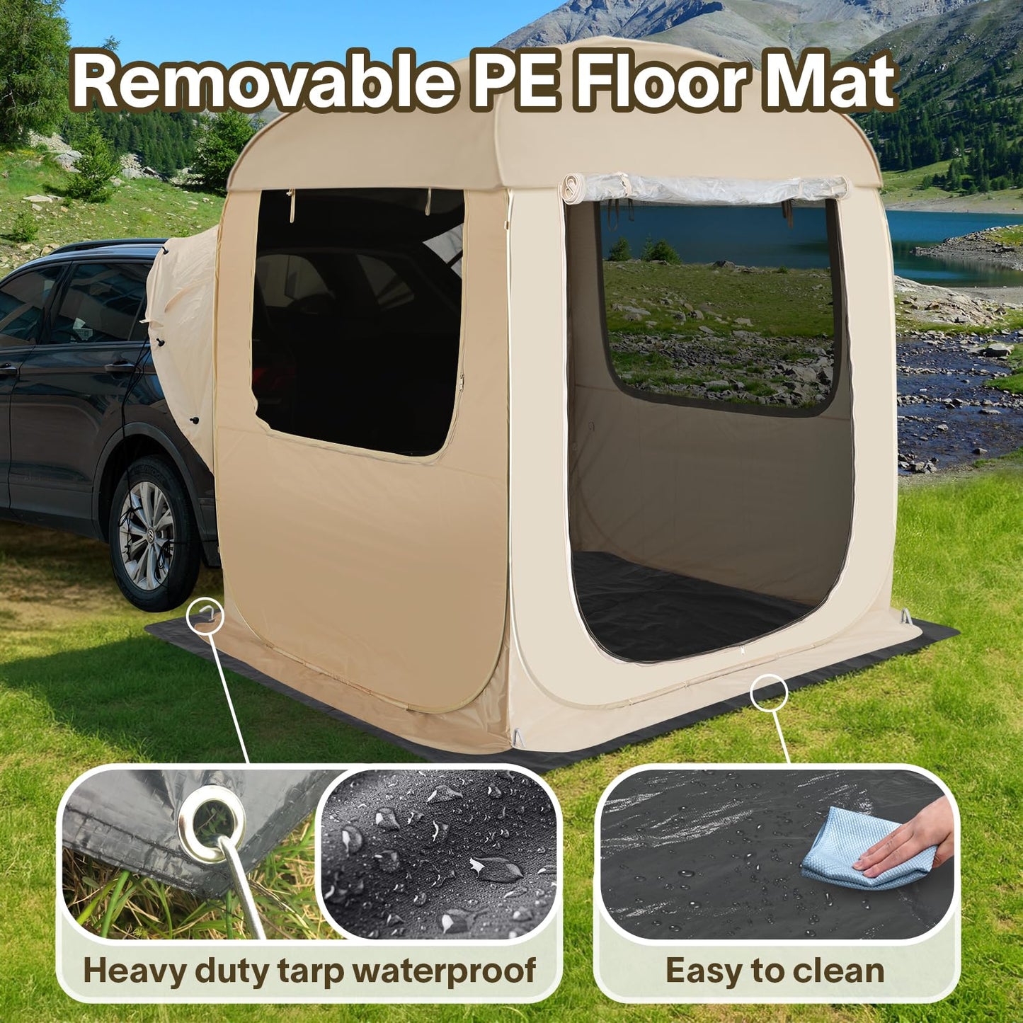 Alvantor® Pop Up Screen House, 4 in 1 Outdoor Camping Tent,6'x6'Screen Room with Mosquito Netting &Waterproof PVC, PVC Clear Top SUV Tent with Carry Bag, Instant UV Resistant Sun Shelter