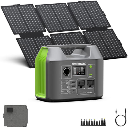 Portable Solar Generator, 300W Portable Power Station with Foldable 60W Solar Panel, 110V Pure Sine Wave 296Wh 80000mAh Lithium Battery Pack for Home Use RV Van Outdoor Camping-Panel included