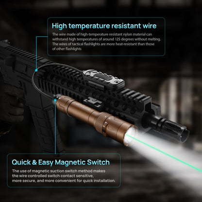 3000 Lumen Aircraft-Grade Aluminum Tactical Flashlight, 2.5Hours Long Runtime LED Weapon Lights, Rifle Light Laser Combo, Picatinny Rifle Flashlight with Momentary Strobe Function & Remote Switch