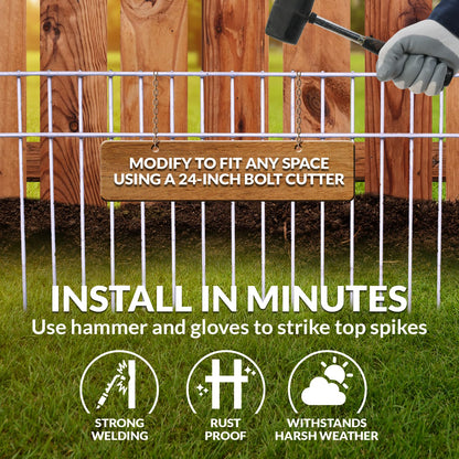Dig Defence Original Animal Barrier Fence - X-Large Decorative Garden Fence, Outdoor No Dig Fence for Dogs and Rabbits, Yard and Patio - 24”(L) x 15”(H), 10 Pack