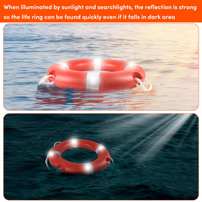 Life Ring 28" Life Preserver Ring Boat Safety Throw Rings with Water Floating Lifesaving Rope Life Rings Buoy with Reflective Tape for Rescue Lifesaving Orange