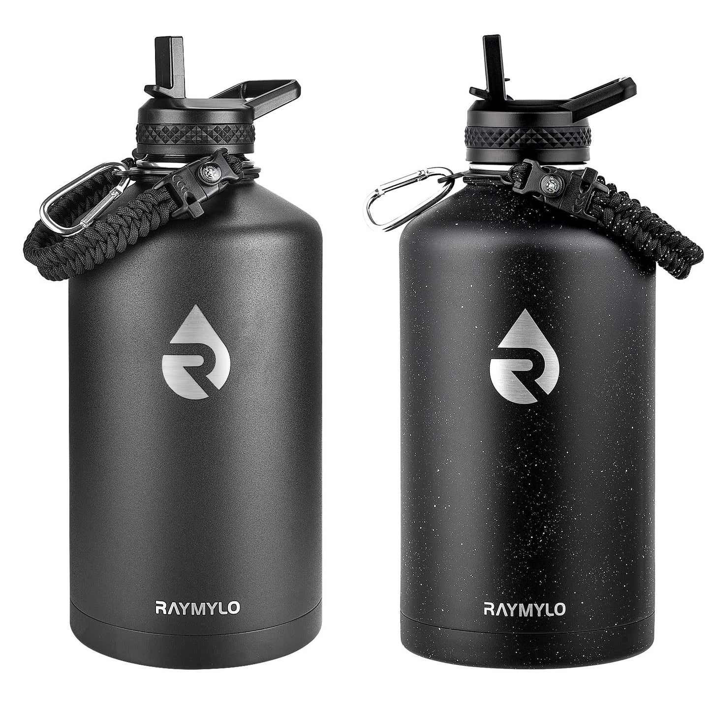 RAYMYLO One Gallon Water Bottle Insulated (Magic Black) + 128oz Insulated Water Bottle (Black Speckled)