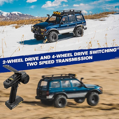 BEEZRC FMS 1/10 RC Crawler FCX10 Land Cruiser LC80 PRO RS Toyota LicensedUpgraded Motor 3541-KV2100 New Gearbox 4WD Off-Road RC Rock Truck 2.4GHz Hobby Grade Remote Control Car for Adults RS