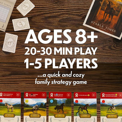 Stable Times Family Card Game - Cozy Board Game for Kids and Adults with Real Unique Horses - Great for Family Game Night Ages 8+ 1-5 Players 20-30 Minutes