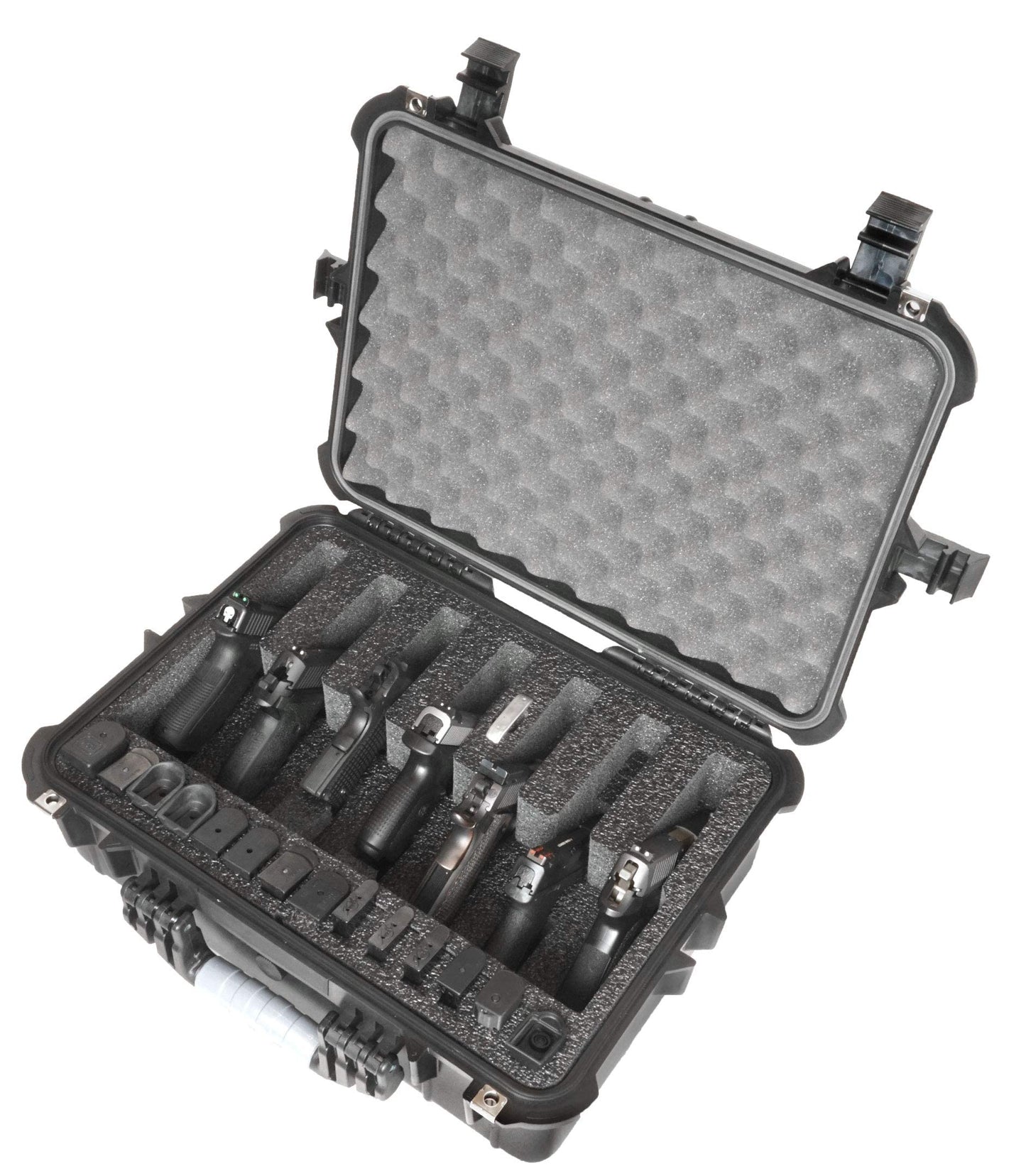 Case Club 7 Pistol and 21 Magazine Pre-Cut Heavy Duty Waterproof Case with Included Silica Gel Canister to Help Prevent Gun Rust (Upgraded Gen-2)