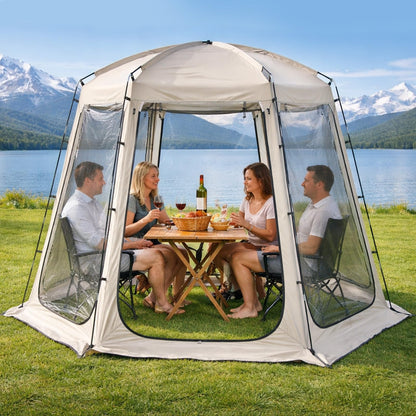 Teabelle Clear Bubble Tent, Pop up Garden Dome Igloo, 4-6 Person Waterproof Screen House Room with Floor Mat & Top Cover, 540° View Outdoor Gazebo Shelter for Patio, Backyard