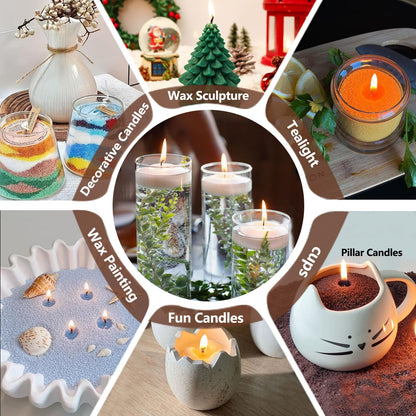 kitrax Pearled Candle 18 Oz - Nature Unscented Non Toxic Luxury Long Lasting Powder Candles - Lasts up to 120 Hours - Refillable Candle Sand with 30 Wicks for DIY Candle Making