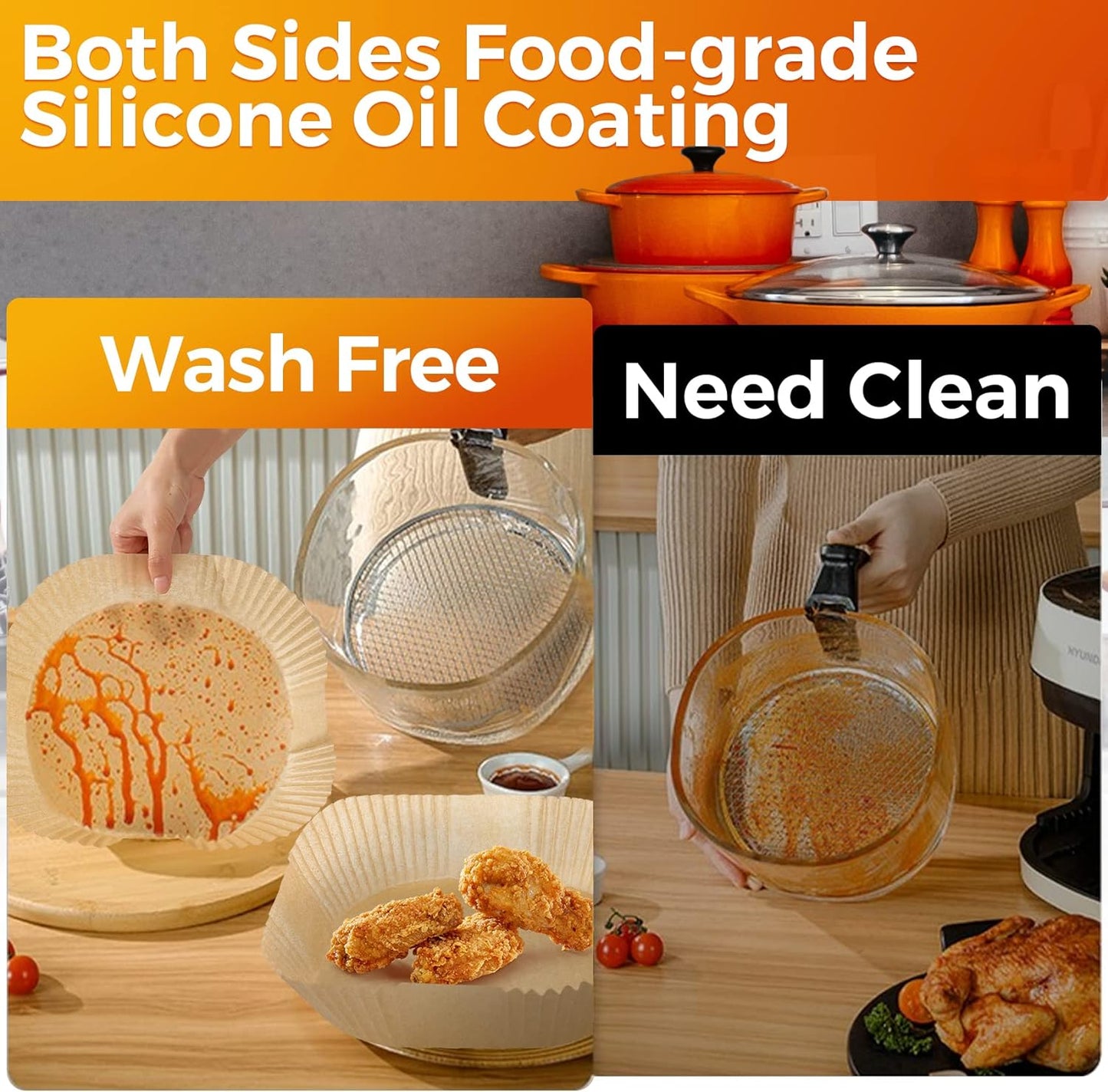 Air Fryer Paper Liners - 200 Disposable Non-Stick Parchment Liners | 6.3" Square for 2-4 Qt Air Fryers