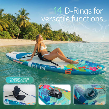 FOJ JOYFOUNTAIN 10'/11' Inflatable Stand Up Paddle Board with Premium SUP Paddleboard Accessories, Wide Stable Anti-Slip EVA Deck,Paddle Boards for Adults & Youth of All Skill Levels (11' Whale)