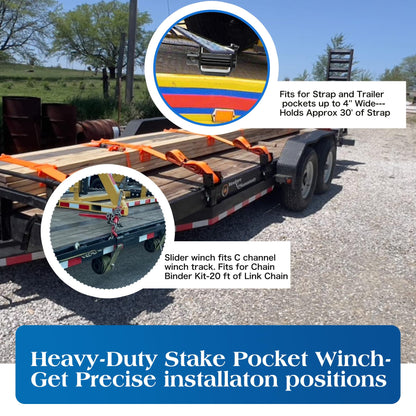 Trailer Stake Pocket Winch, Winch Flatbed Utility Capacity 16200 Lbs and 5400 Lbs Load Limit for Flatbed Trailer Trucks Winches- 4Pack
