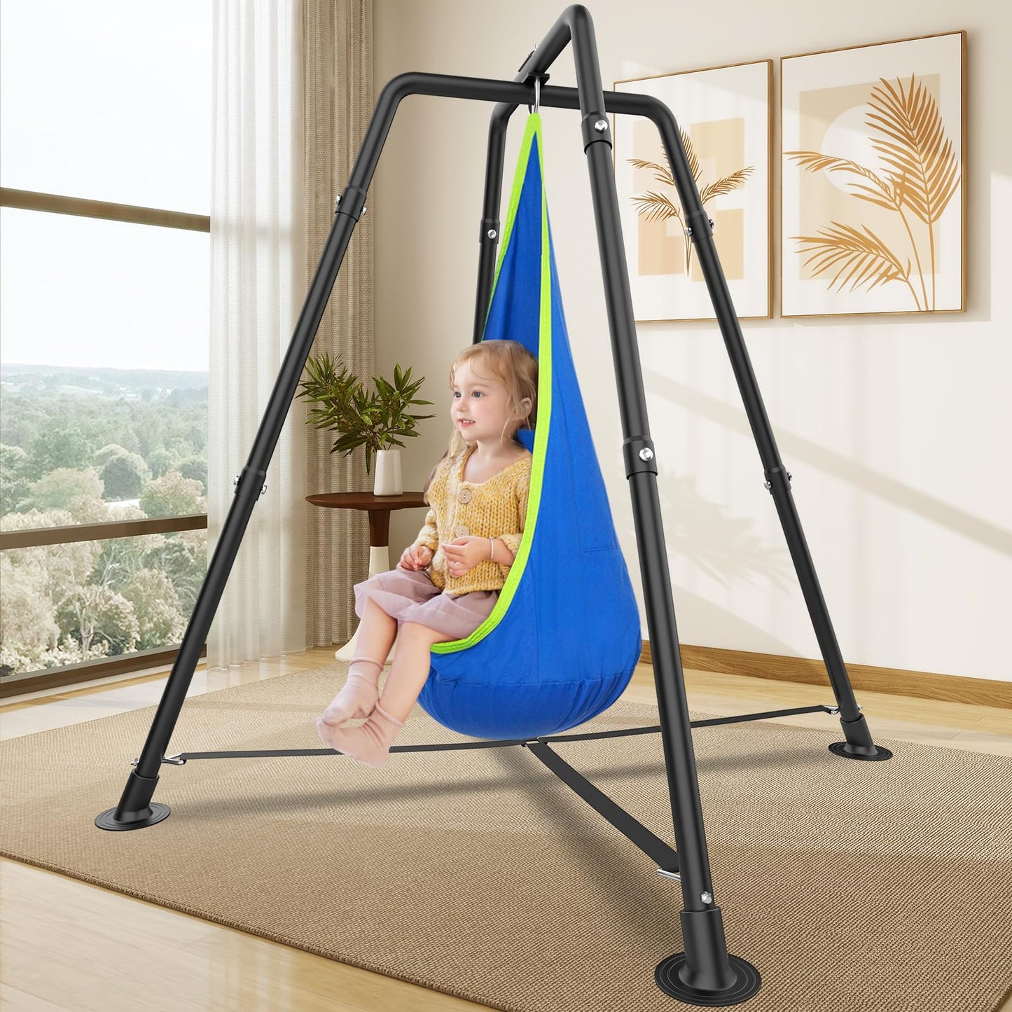 Heavy Duty Swing Frame, 330LBS Metal Swing Stand for Kids and Adults, Fits for Most Swings - for Indoor and Outdoor Use, Black(Saucer Swing NOT Included)