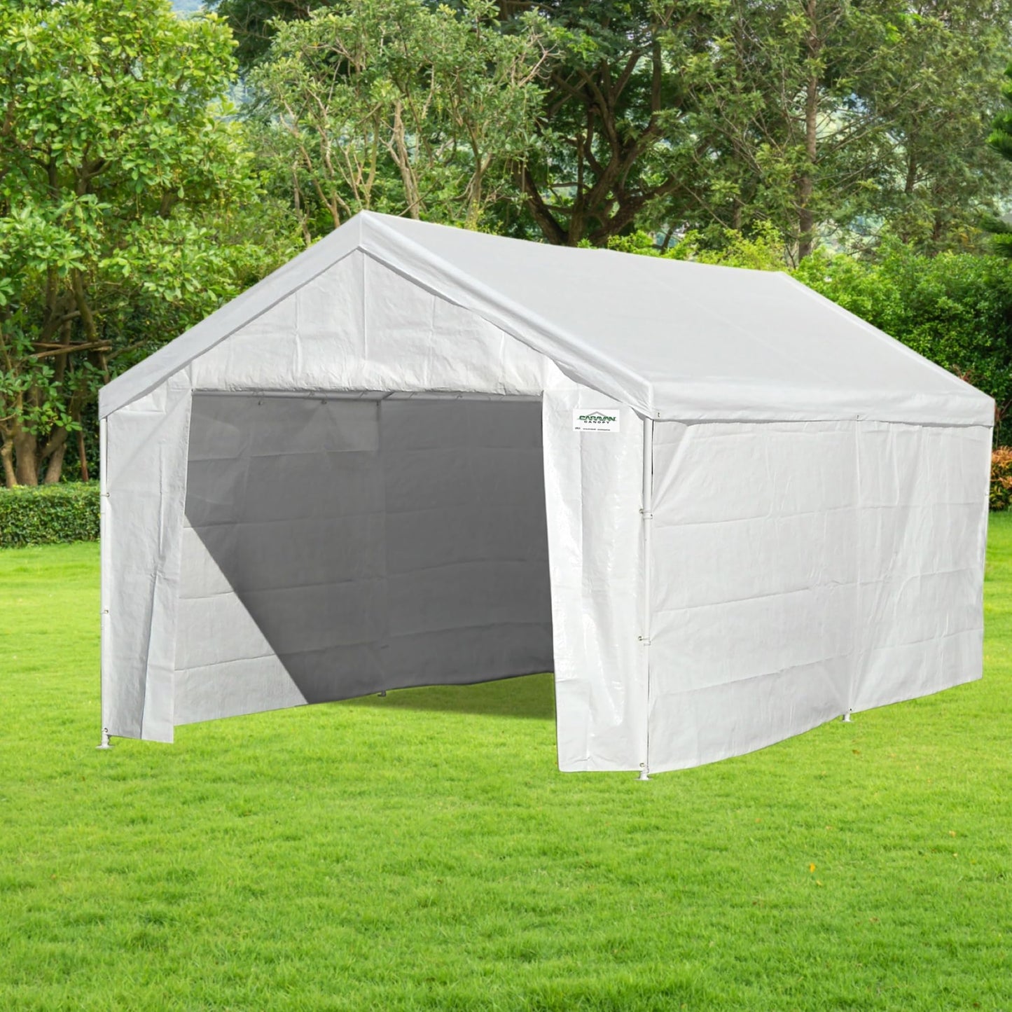 Caravan Canopy Domain Carport Sidewall Kit, White, 12' x 26', Set of 4 Walls, Sun Protection, 19 lbs, Polyethylene Material, Frame Not Included