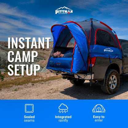 Pittman Outdoors Truck Bed Tent – EZ-UP Easy Assembly Truck Tent for Camping with Rain Fly, Extra Wide Entry, Oversize Air Mesh & Porch Cover – Premium Truck Bed Camp - 5.5 ft - 5.8 ft