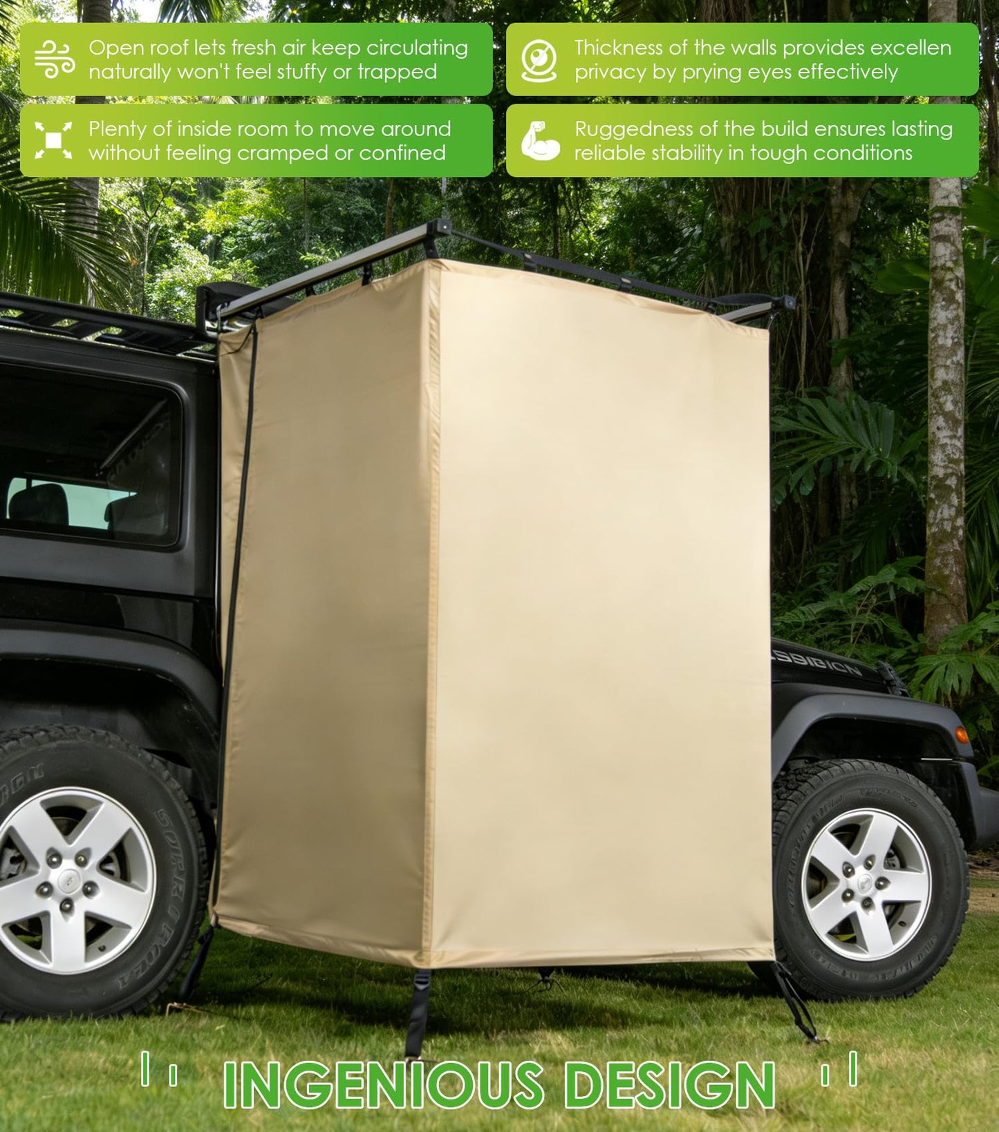 Shower Tent Awning Car Outdoor Camping Shower Tent Vehicle Side Shower Room Portable Privacy Shelter Restroom Bathroom Overland for RV Van Truck