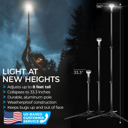 Devos Outdoor LightRanger 800 Lumen Lantern - Rechargeable Telescoping LED Lantern, 8 Feet Tall, 30-Hour Runtime, Illuminates 40-Foot Area, Adjustable Height