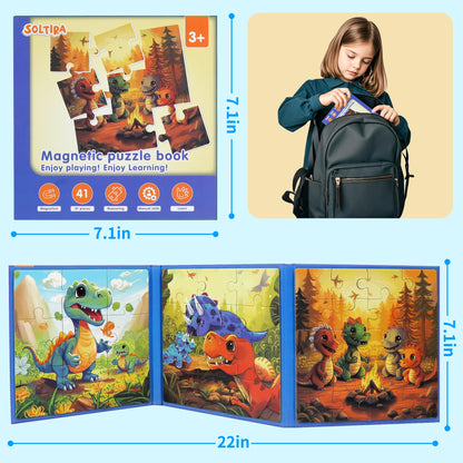 Magnetic Puzzles for Toddlers 3-5 3PK-113PCS-9 Animal Themes Magnetic Puzzles for Kids 4-6 Travel Puzzle for Airplane/Car/Road Trip/Gift Toys for 3 4 5 6 Year Old Girls and Boys