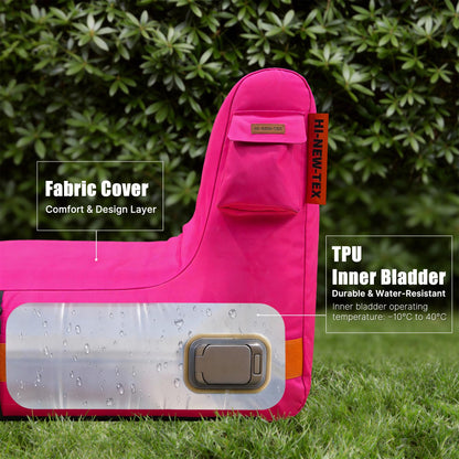 HI-NEW-TEX Inflatable Couch with Removable Electric Pump: Portable Air Sofa Lounger for Camping, RV Travel, Beach, Festivals, Backyard and Dorm Rooms, Pink