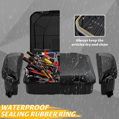 SAUTVS Poly Water Resistant Large Capacity Rear 96L Storage Cargo Trunk Box & 13.5L Side Cargo Storage Boxes Set for Can-Am Maverick R MAX X RS 2024+ Accessories (3PCS, Replace #715007182, 715007372)