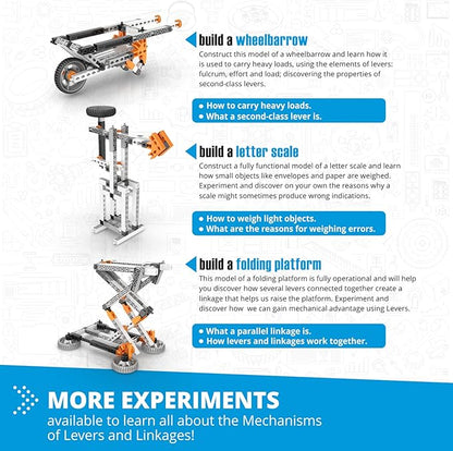 Engino STEM Toys 16 Models in 1 Mechanics Levers &amp Linkages Construction Toys for Kids 9+ Educational Kit Gift for Boys &amp Girls Fun Kids Activities Engineering Kit