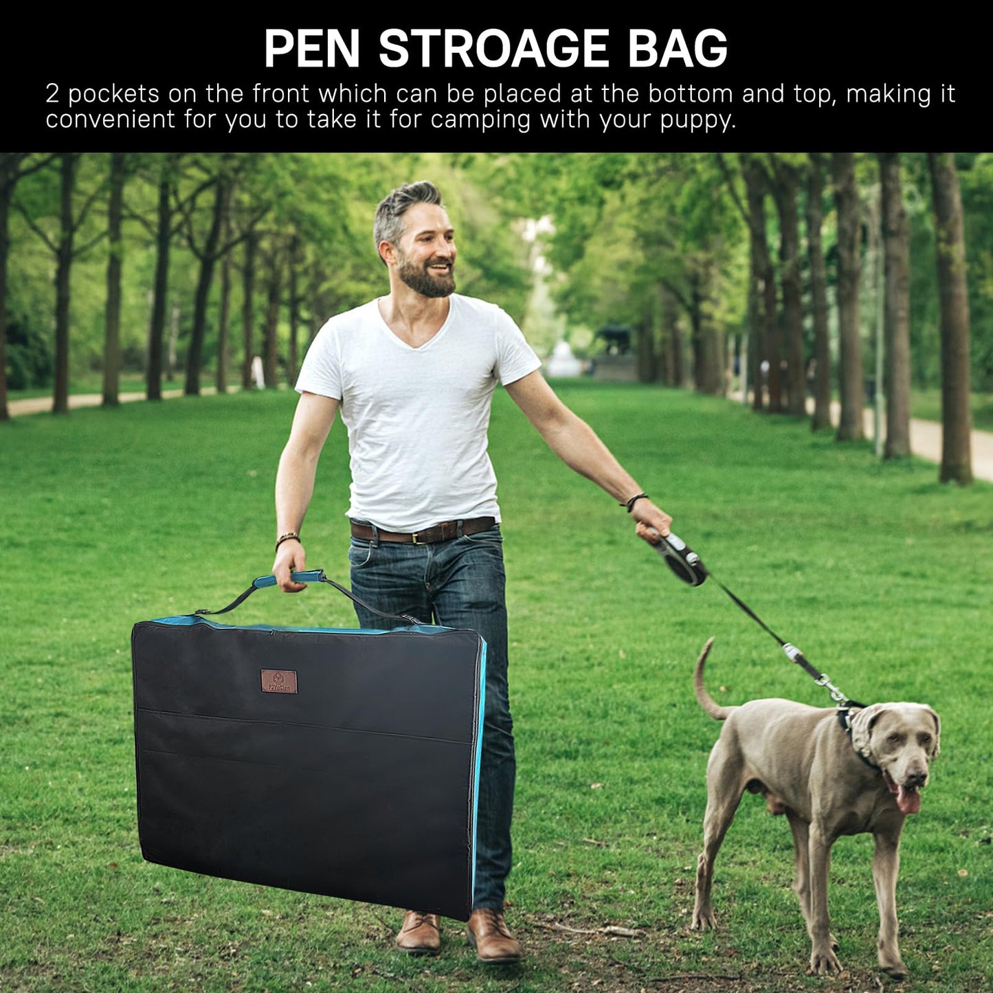 PJYuCien Dog Playpen Outdoor Plus Storage Bag, 24" H 8 Panels Puppy Pen with Square Bottom & Top Cover, Heavy Duty Dog Fence for Camping
