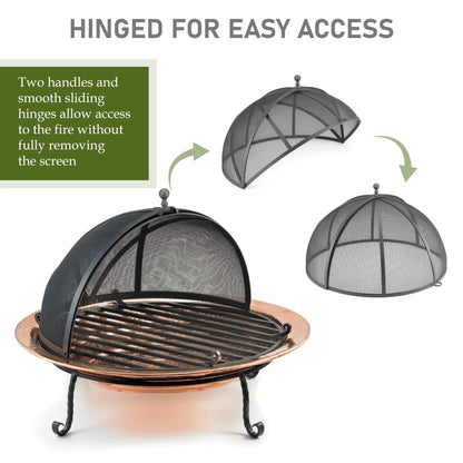Good Directions 36" Fire Pit Spark Screen with Lifter Tool, Heavy Duty, Hinged for Easy Access
