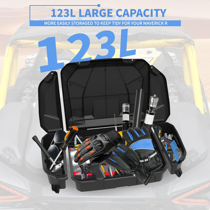 SLORIMOD 96L Large Capacity Rear Cargo Box & 13.5L Bed Side Removable Storage Tools Boxes Bin Set for Can Am Maverick R MAX X RS 2024+ Accessories, Replace #715007182, 715007372 (3PCS)