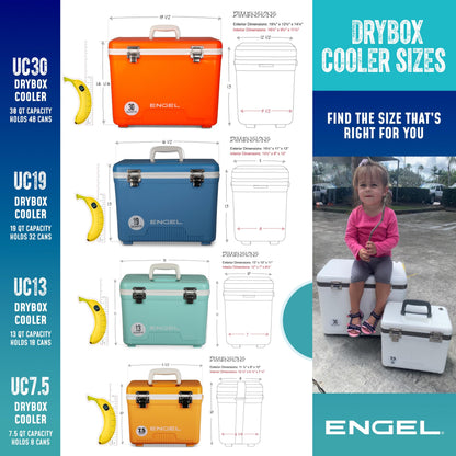 Engel UC19 19qt Leak-Proof, Air Tight, Drybox Cooler and 32°F Cooler Packs for Boating, Camping, Fishing, Hiking & Food Storage