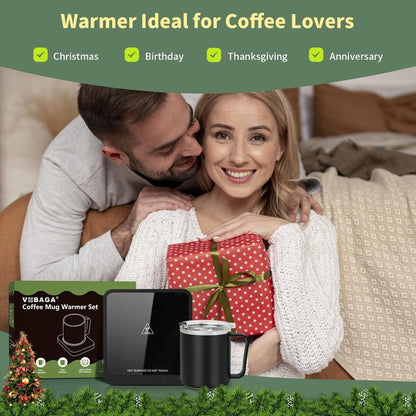 VOBAGA Mug Warmer with 15oz Mug Set, Smart Coffee Mug Warmer for Desk with 5 Temp Settings & 2-12H Auto Shut Off, Coffee Warmer for Candles, Coffee, Cocoa, Milk, Best Coffee Gifts for Men Women