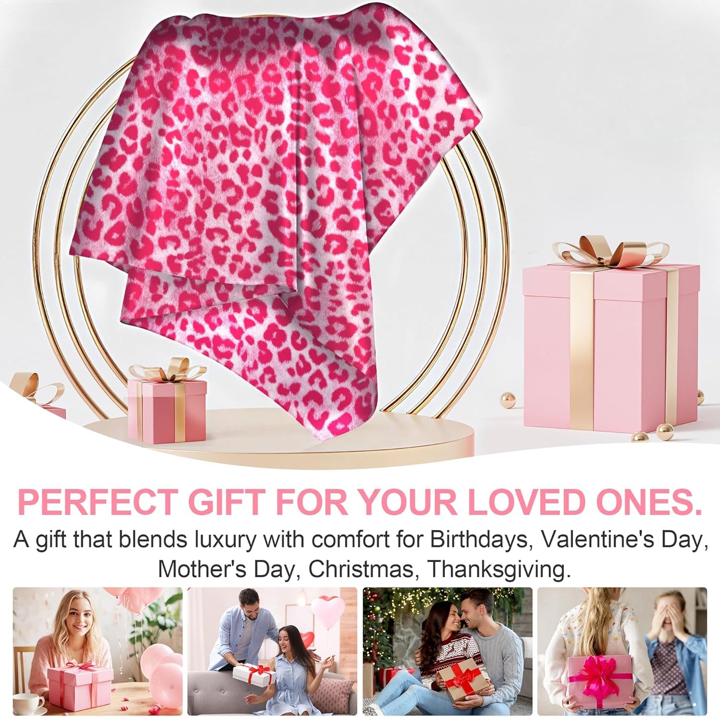 Skiennix Mulberry Silk Pillowcase - King Size, Hidden Zipper, Soft & Breathable | Leopard Pink