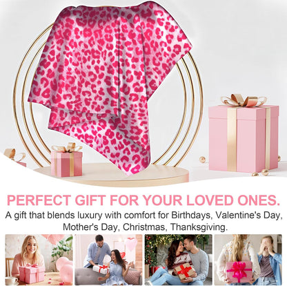 Skiennix Mulberry Silk Pillowcase - King Size, Hidden Zipper, Soft & Breathable | Leopard Pink