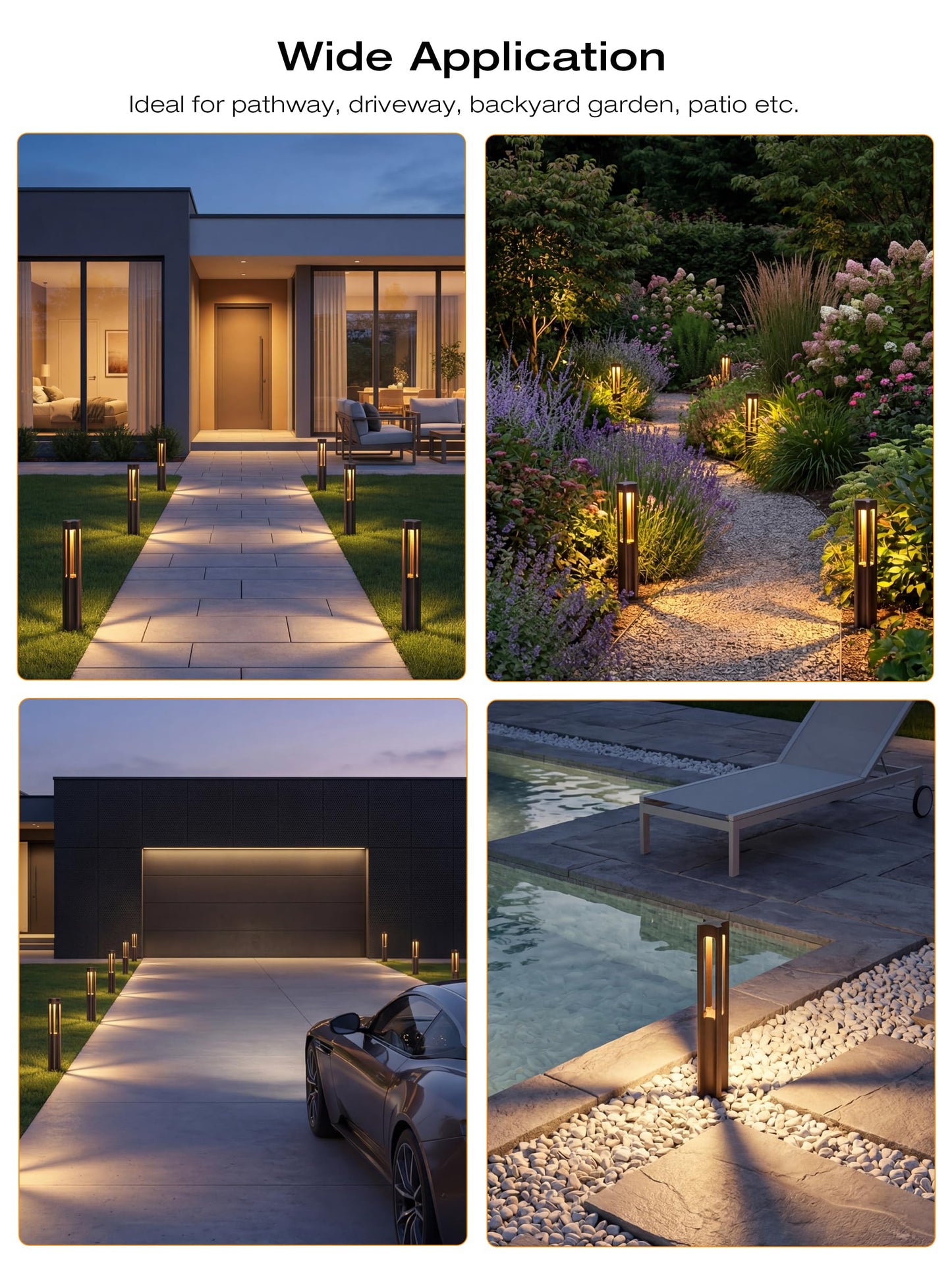 [6 Pack] CLOUDY BAY Low Voltage Path Lights,12-24V 3W LED Landscape Pathway Lights,1800K/2700K/3000K/4000K/5000K Outdoor Landscape Lighting for Driveway,Aluminum