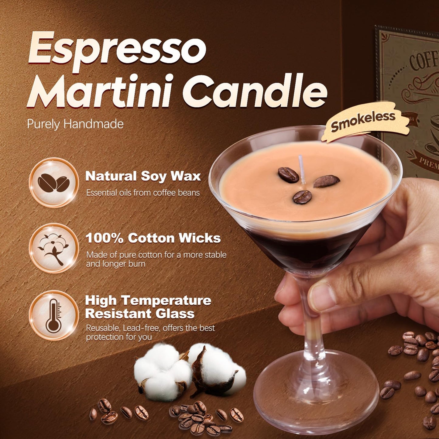 Espresso Martini Candle Gifts for Women Men, Coffee Scented Unique Gift for Espresso Lovers, Soy Wax Candles for Coffee Bar, Home Decor for Mother, Birthday, Christmas