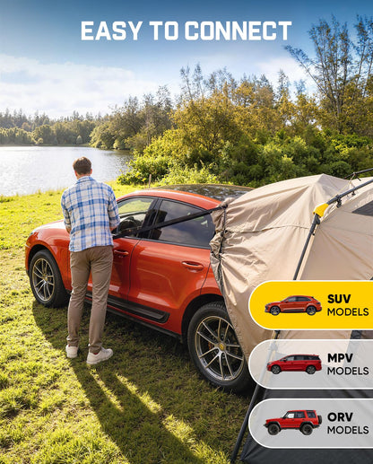 FanttikOutdoor Beta C6 Apex SUV Tent 6 Person Instant Cabin Car Tent Setup in 60 Seconds with Rainfly & Windproof Portable with Carry Bag for Family Camping, Upgraded Ventilation, Khaki