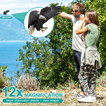 ZZSTAR Binoculars for Adults High Powered, 12x32 Binoculars with Camera, 2" LCD Display, 5MP 1080P Video Photo Recording, Large View for Bird Watching Hunting Travel with 32GB Card - Black
