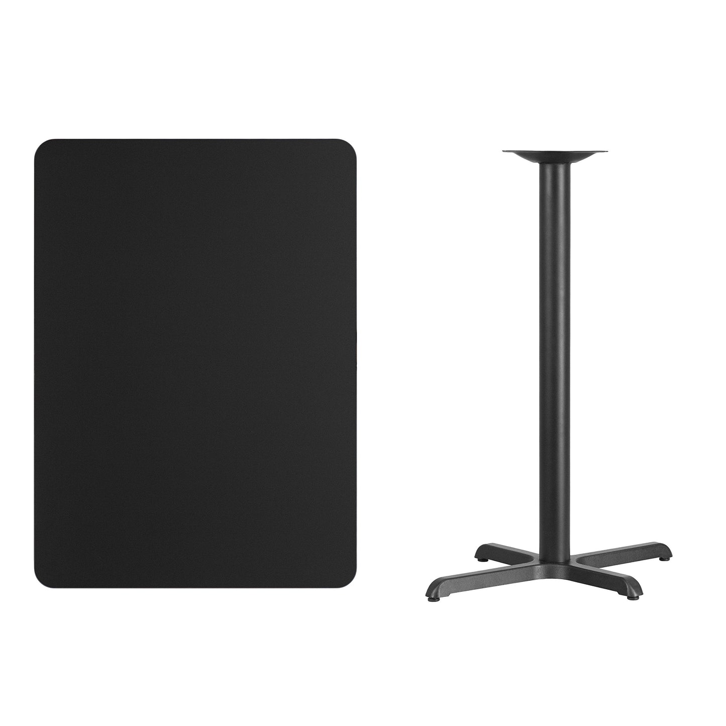 Flash Furniture 30'' x 42'' Rectangular Black Laminate Table Top with 23.5'' x 29.5'' Bar Height Table Base