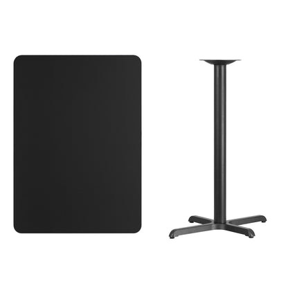 Flash Furniture 30'' x 42'' Rectangular Black Laminate Table Top with 23.5'' x 29.5'' Bar Height Table Base