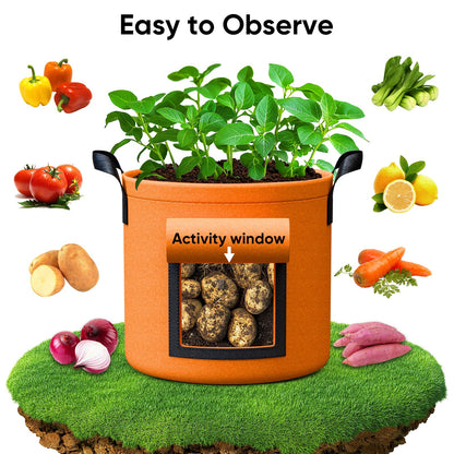 15 Gallon Potato Grow Bags - 6-Pack 350g Heavy Duty Thick Nonwoven Fabric Pots with Durable Handles, Large Potatoes Grow Bags 15 Gal with Flap, Aeration Fabric Containers with 6 Pcs Plant Labels