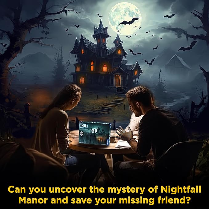 EXIT: Nightfall Manor (with Jigsaw Puzzles) | EXIT: The Game – A Kosmos Game | Family-Friendly Jigsaw Puzzle-Based at-Home Escape Room Experience | Collaborative Game | for 1 to 4 Players Ages 10+