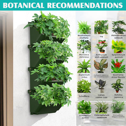 Gatyagff Vertical Wall Planter, 4 Packs Self Watering Wall Planters for Indoor with 3 Pcs Garden Tool Set Vertical Planter Tower for Strawberry Flowers Herbs, 12.9''x5.5'' x26.7''