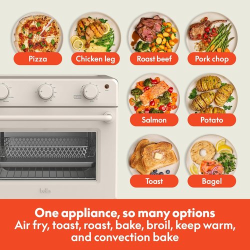 Bella Air Fry Toaster Oven - 7 Cooking Options, Dishwasher-Safe Trays, 1700W, Oatmilk Color